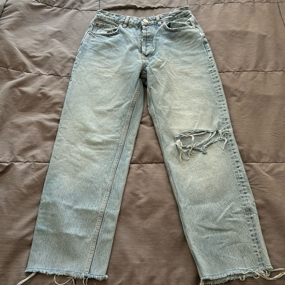 Zara Distress Straight Leg Denim